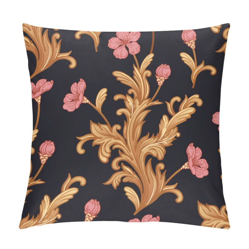 Personality  Seamless Pattern With Flowers And Baroque Decor Elements. Pillow Covers