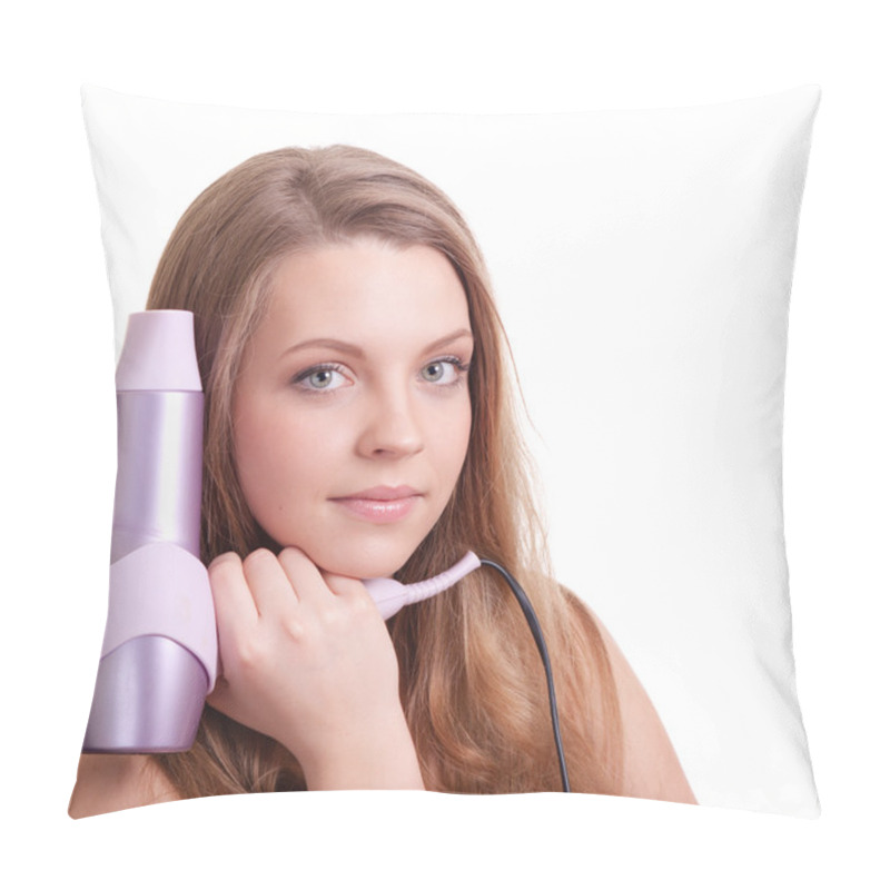 Personality  Beautiful Woman With Hairdryer Pillow Covers