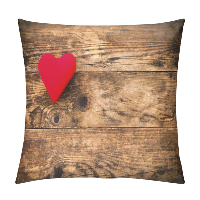 Personality  Red Heart Symbol On A Rustic Wooden Planks. Pillow Covers