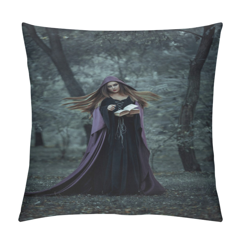 Personality  The Wicked Witch In A Long Dark Cloak, Casts A Spell Pillow Covers