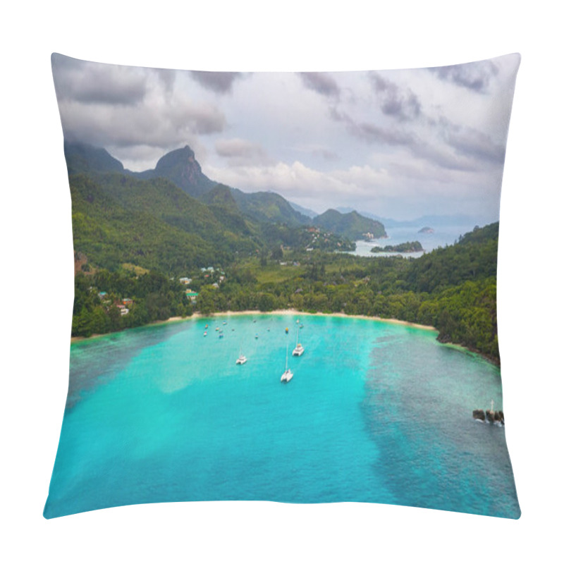 Personality  Aerial View Of Mahe Island With Yachts, Mountains And Indian Ocean In Seychelles Pillow Covers