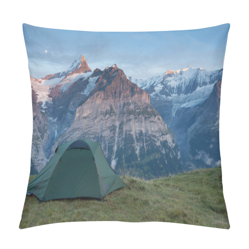 Personality  Views Of The Mont Blanc Masiv During Sunrise. Popular Tourist Attraction. Picturesque And Gorgeous Scene. Location Place Nature Reserve Aiguilles Rouges, Graian Alps, France, Europe. Beauty World. Pillow Covers