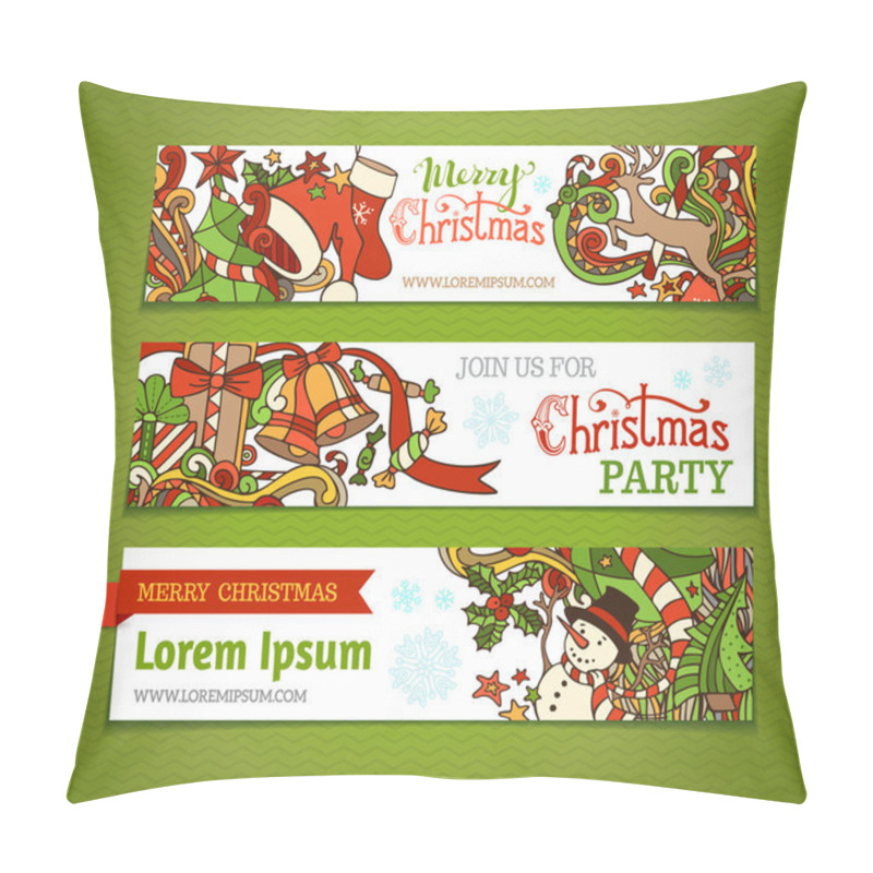 Personality  Vector Set Of Cartoon Christmas Banners.  Pillow Covers