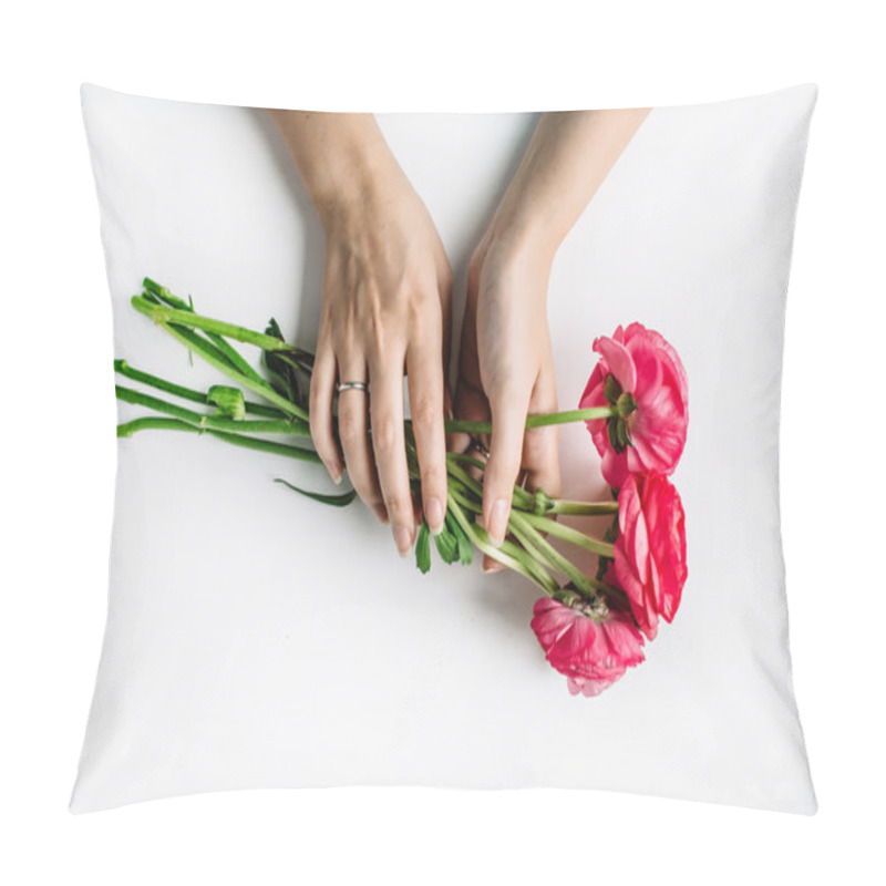 Personality  Bouquet Of Red Ranunculus Or Roses  Pillow Covers