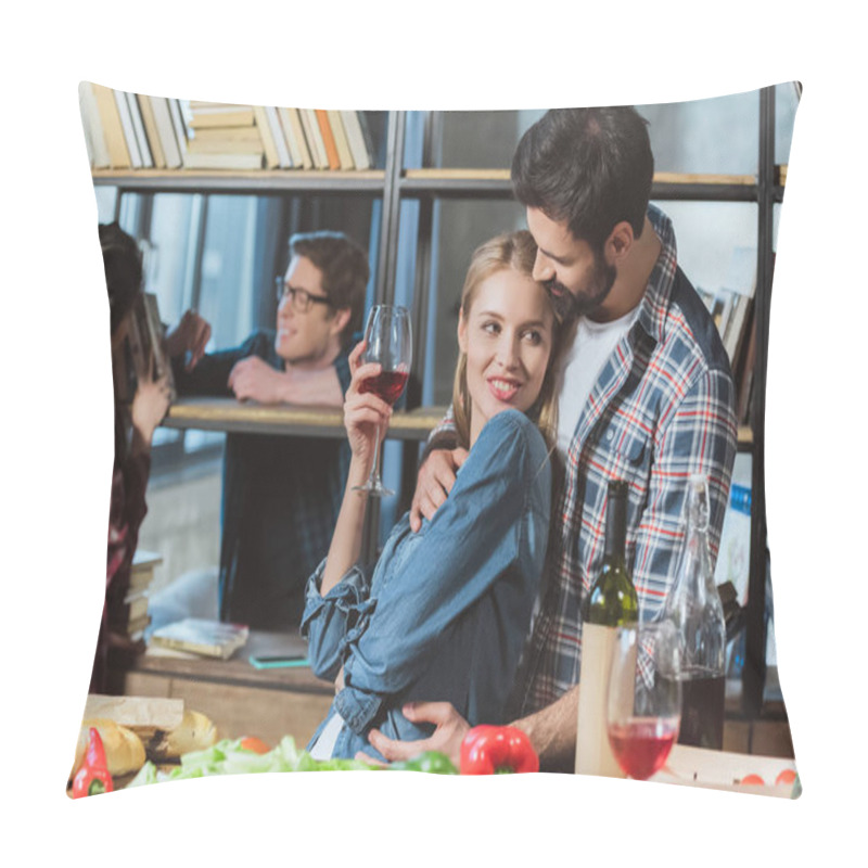 Personality  Two Loving Couples Resting In Room Pillow Covers