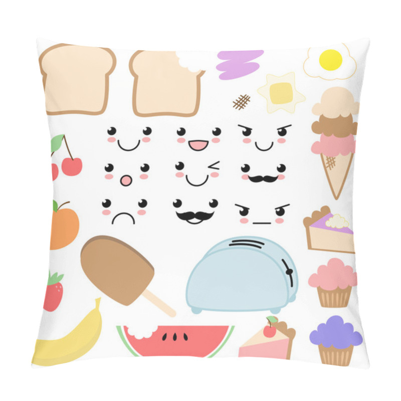 Personality  Vector Kawaii Food Set Pillow Covers