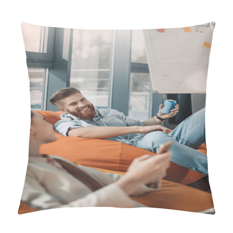 Personality  Young Businessman And Businesswoman  Pillow Covers