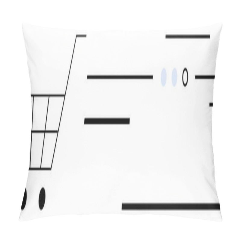 Personality  Shopping Cart To The Left With Minimalist Lines Depicting A Streamlined Checkout Process. Ideal For E-commerce, Digital Marketing, Online Shopping, User Experience, Web Design, Retail Concepts Pillow Covers