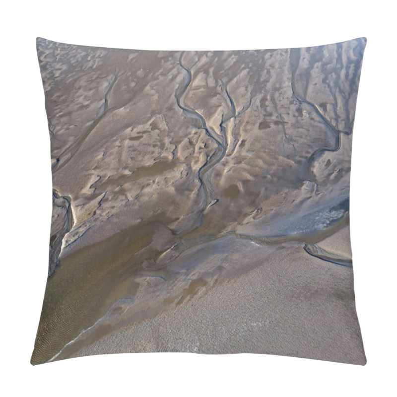 Personality  Aerial View Of The Tidal Mudflats And Channels Of The Eemsdelta, Groningen, The Netherlands Pillow Covers