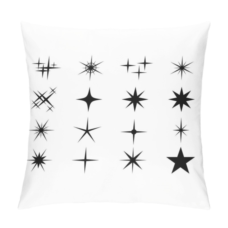 Personality  Twinkling Star Set Isolated On White Background. Vector Illustration Minimal Sparkles Isolated On White. Star Symbols. Pillow Covers