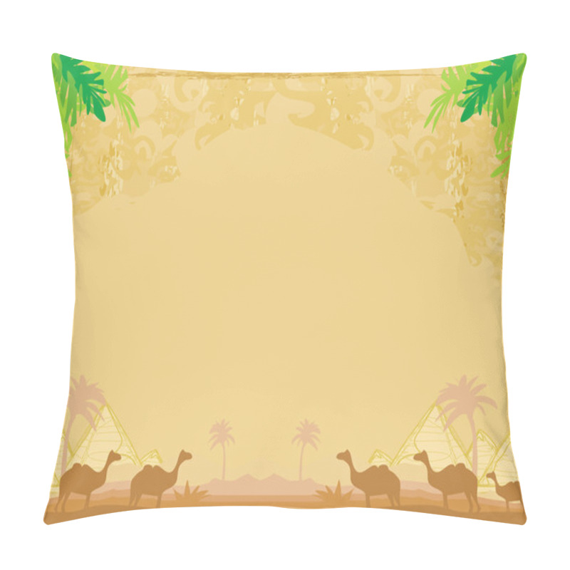 Personality  Camel Caravan In Wild Africa - Abstract Grunge Frame Pillow Covers