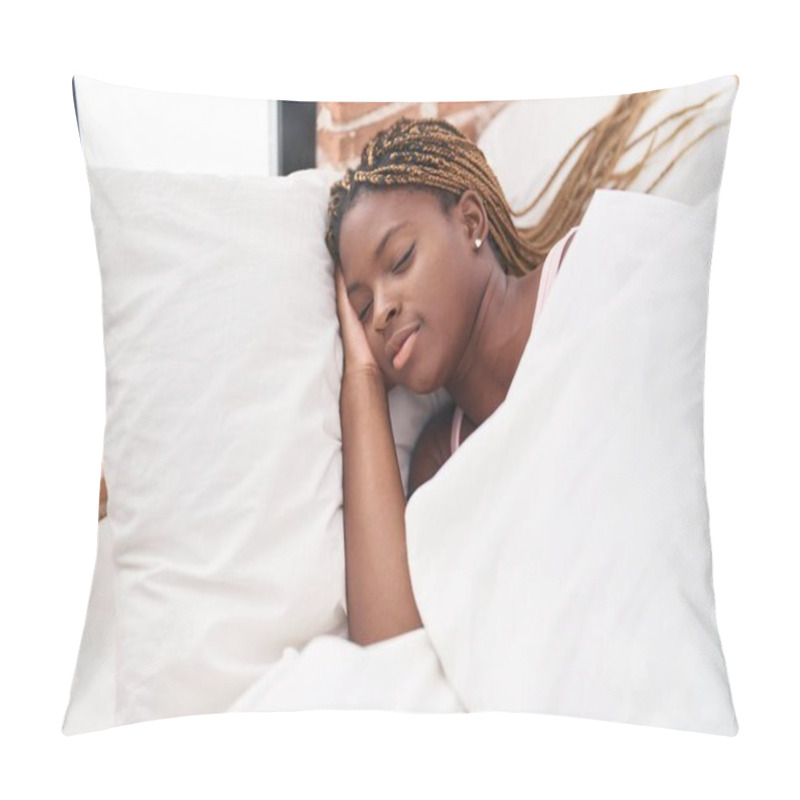 Personality  African American Woman Lying On Bed Sleeping At Bedroom Pillow Covers