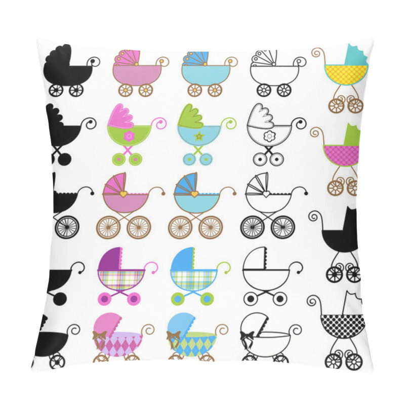 Personality  Collection Of Bright Baby Carriage Vectors Pillow Covers