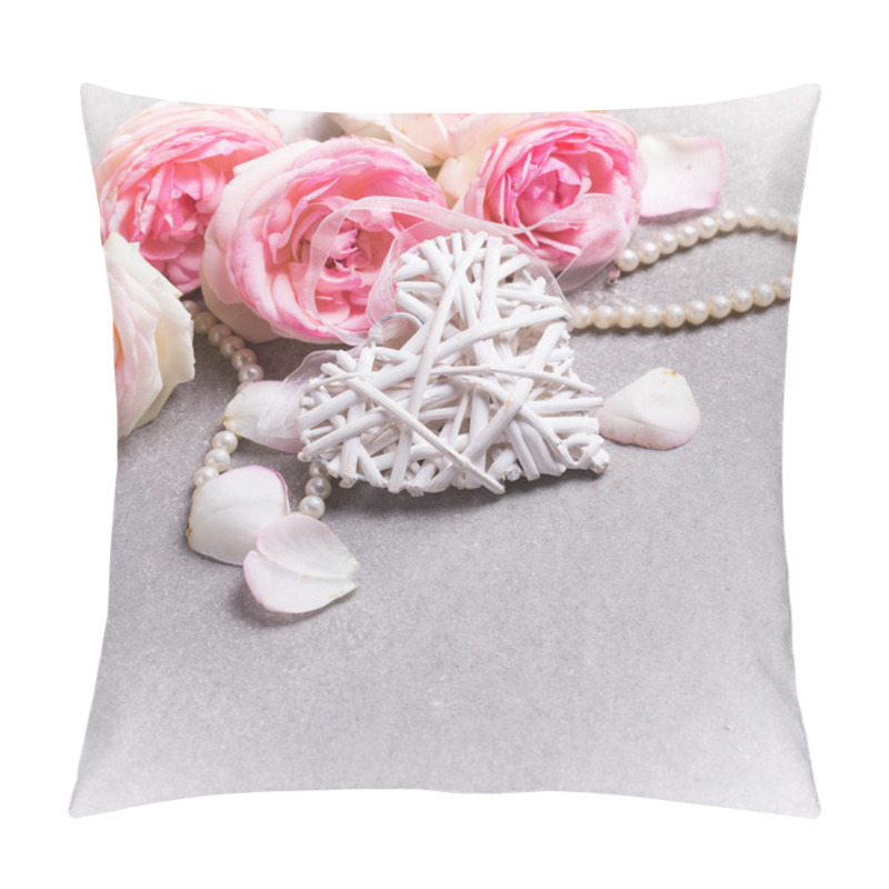 Personality  Decorative Heart And Pink Roses Pillow Covers