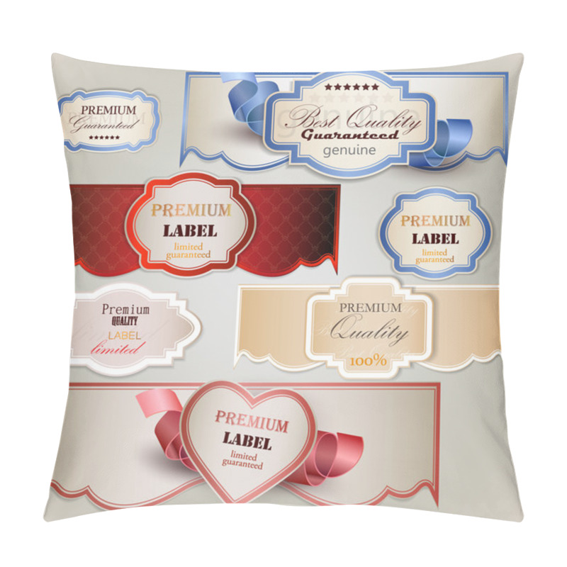 Personality  Set Of Holiday Banners And Labels With Ribbons. Vector Backgroun Pillow Covers