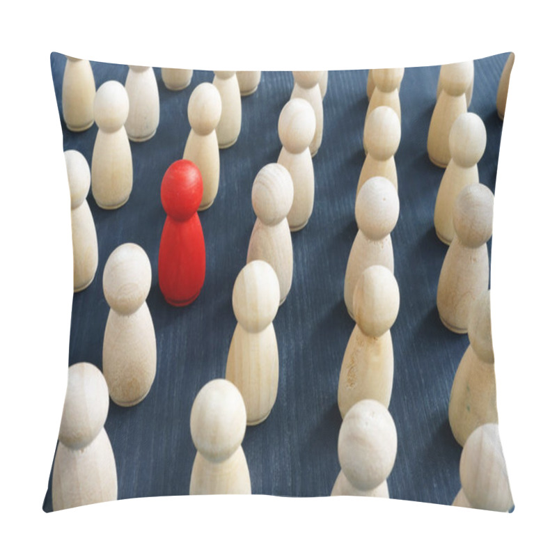 Personality  Personal Development. Red Figure In A Crowd. Think Different. Pillow Covers