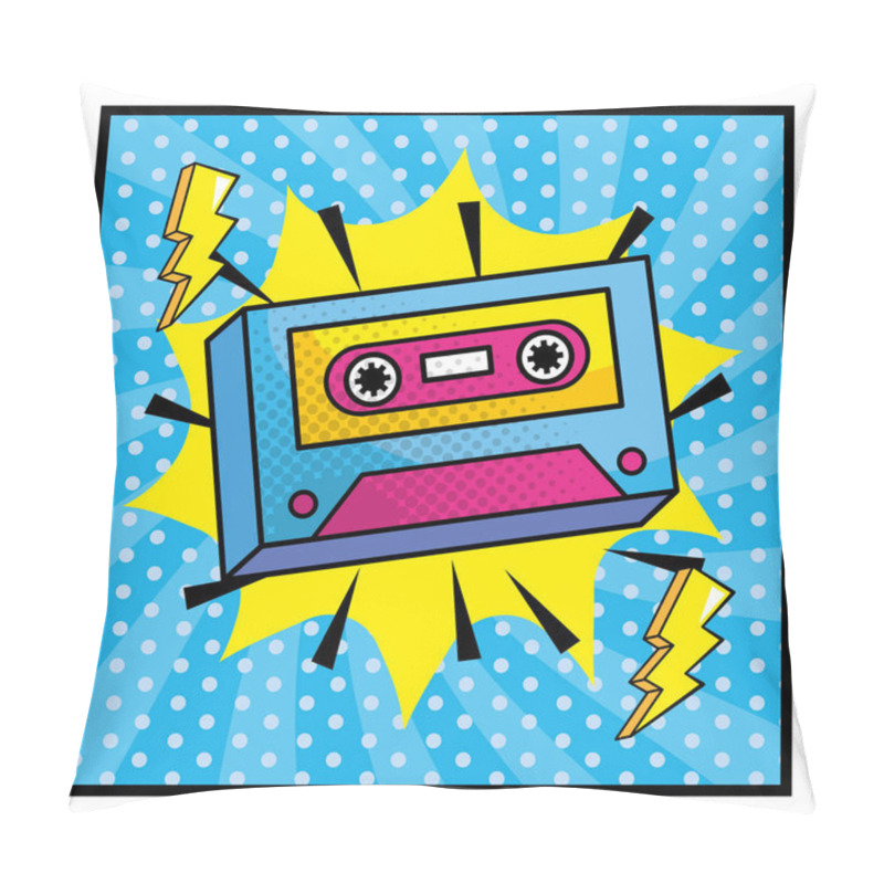 Personality  Cassette Pop Art With Star And Thunders Pillow Covers