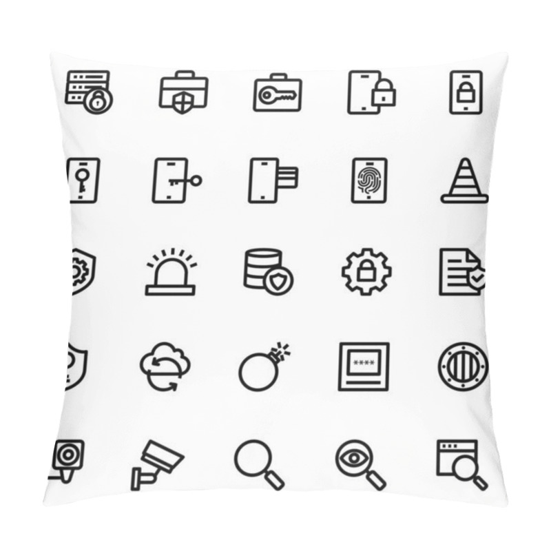 Personality  Outline Icons For Crime And Security. Pillow Covers