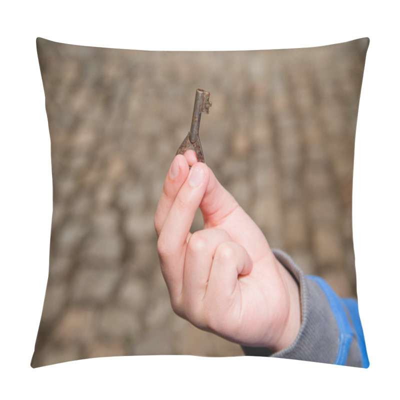 Personality  Child's Hand Holding One Old Key Pillow Covers