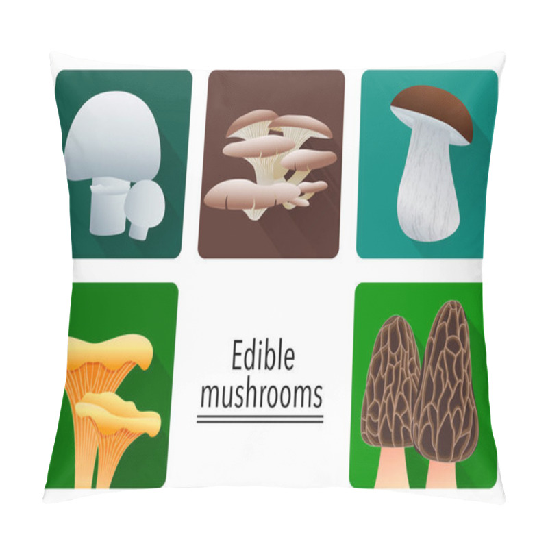 Personality  Edible Mushrooms. Icons Pillow Covers