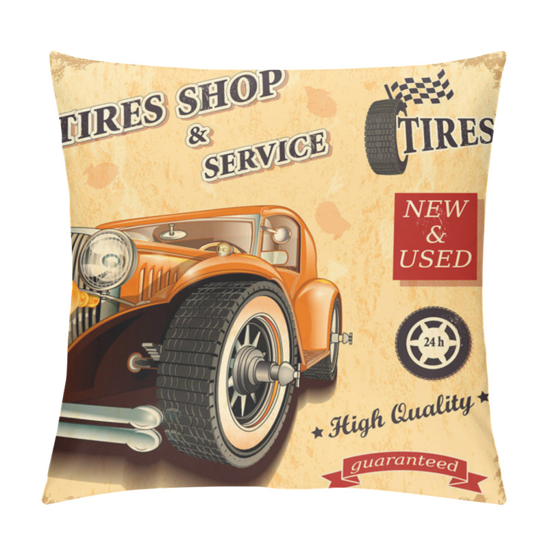 Personality  Tire Service Retro Poster Pillow Covers