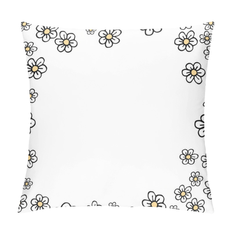 Personality  A Delicate Pattern Of Hand Drawn Daisies Forming A Floral Frame. Ideal For Creating A Feminine And Romantic Aesthetic For Invitations, Cards, And More With This Simple Yet Elegant Daisy Pillow Covers