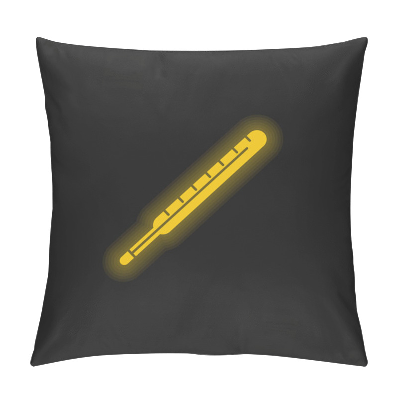 Personality  Body Thermometer Yellow Glowing Neon Icon Pillow Covers