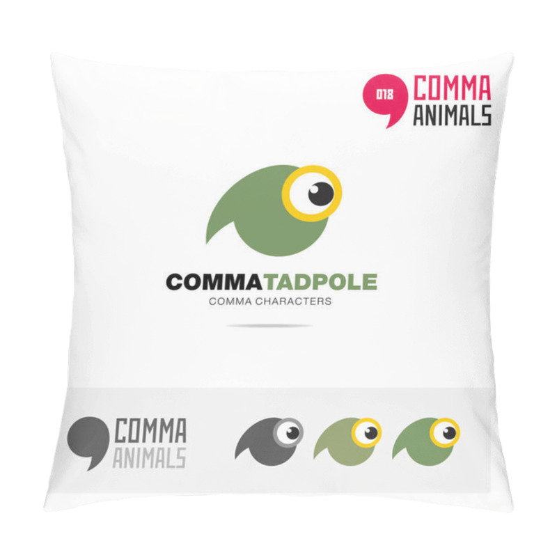 Personality  Tadpole Animal Concept Icon Set And Modern Brand Identity Logo Template And App Symbol Based On Comma Sign Pillow Covers