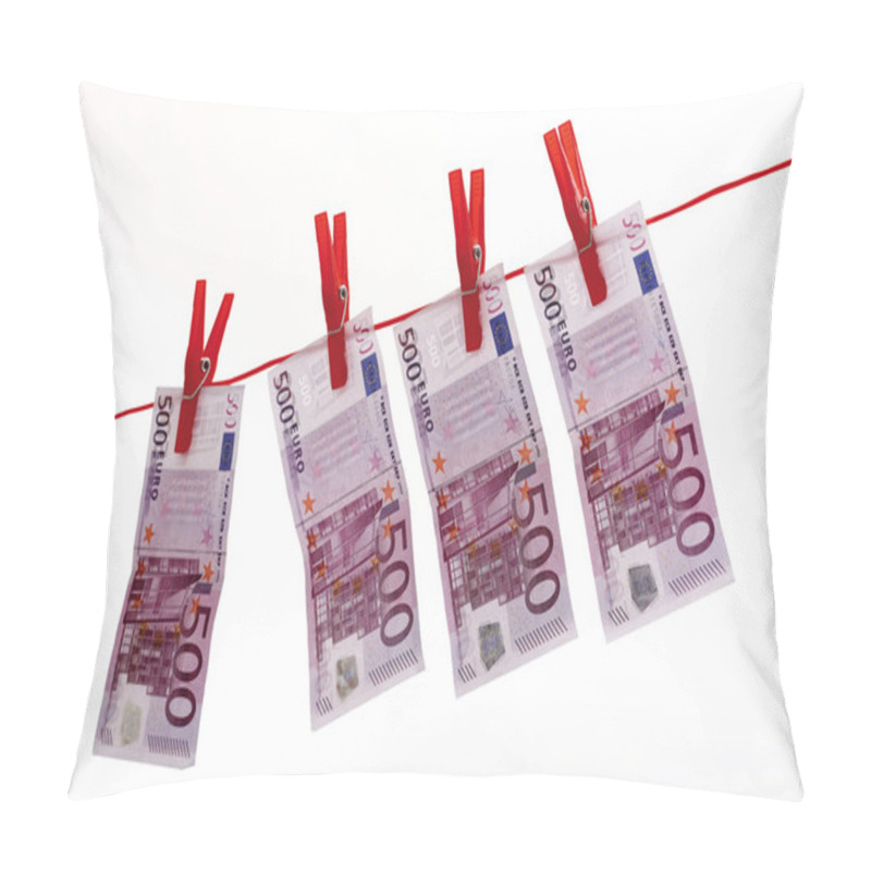 Personality  500 Euro Bank Notes Hanging On Clothesline Pillow Covers