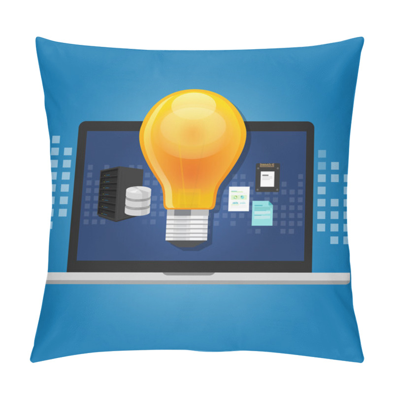 Personality  Knowledge Management Concept Idea Lamp Inside Computer Storage Technology System Software Media Pillow Covers