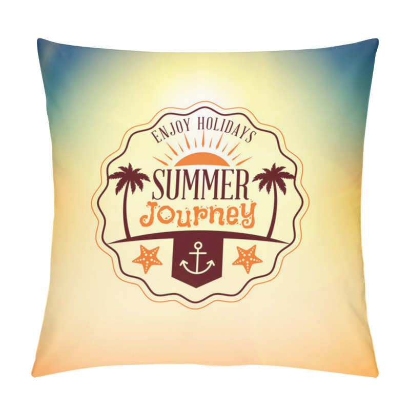 Personality  Retro Summer Holidays Hipster Label. Vector Design Elements On Coloful Summer Background Pillow Covers