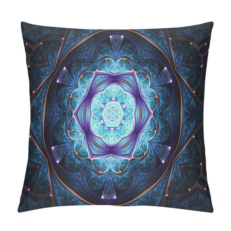 Personality  Dark Blue Fractal Mandala, Digital Artwork For Creative Graphic Design Pillow Covers