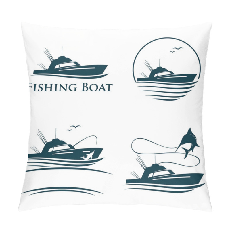 Personality  Collection Of Sea Fishing Boat Recreation Logo Template Pillow Covers