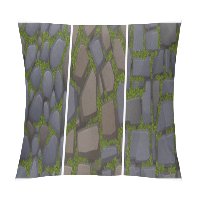 Personality  Textures Of Stone Floor And Wall With Green Moss Pillow Covers