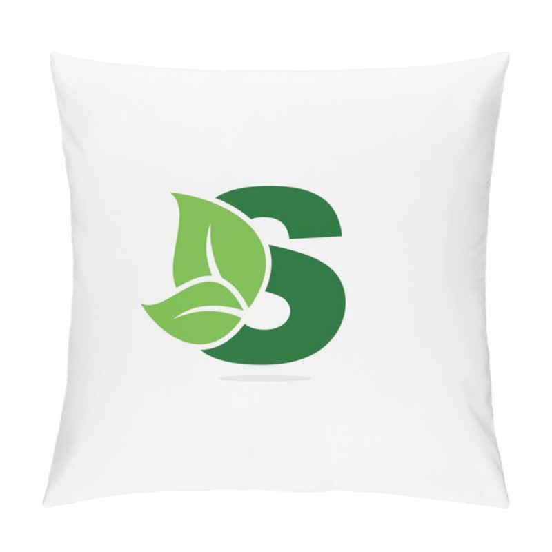 Personality  Letter Green Leaf Logo Illustration. Pillow Covers