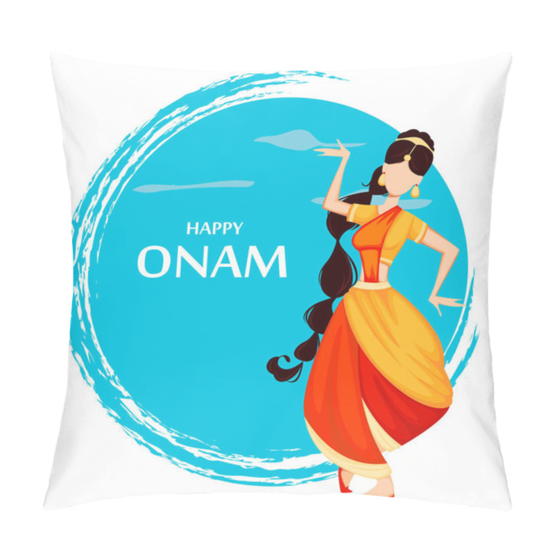 Personality  Happy Onam. Indian Woman Dancing Pillow Covers