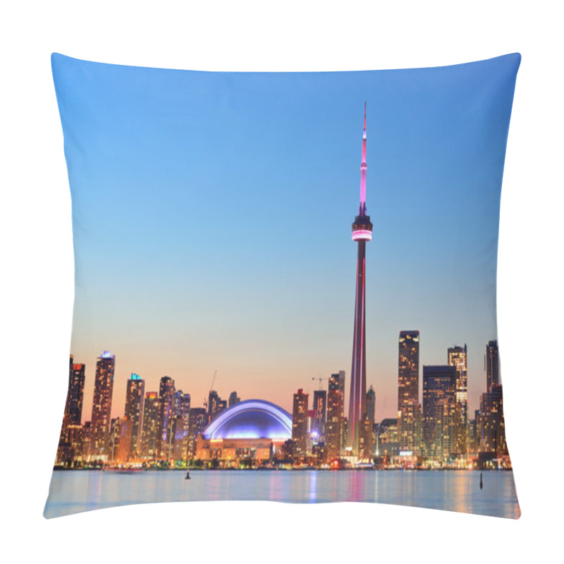 Personality  Toronto Sunset Over Lake Panorama With Urban Skyline. Pillow Covers