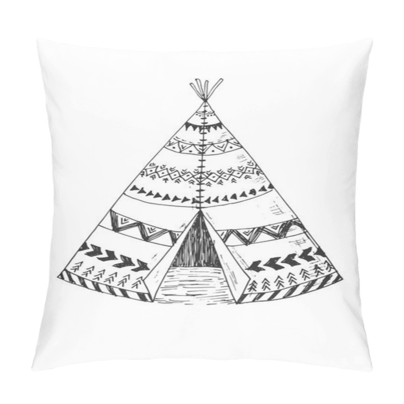 Personality  North American Indian Tipi With Tribal Ornament Pillow Covers