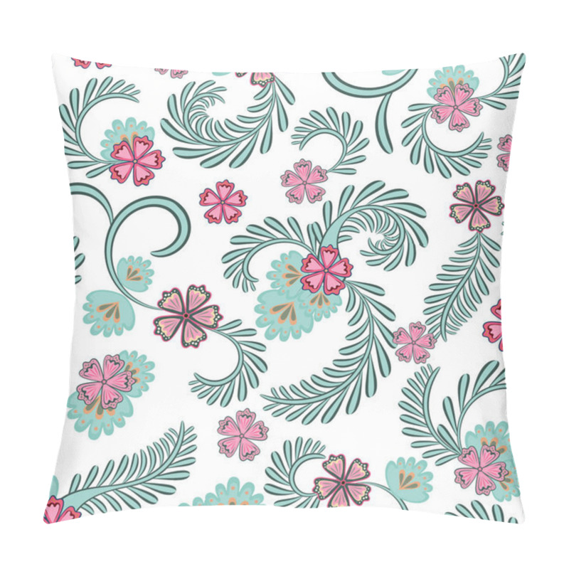 Personality  A Simple Floral Pattern, Convenient For Editing And Repainting. Graceful Floral Blue Pink Pattern On A White Background. Vector. Pillow Covers