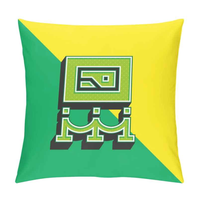 Personality  Art Museum Green And Yellow Modern 3d Vector Icon Logo Pillow Covers