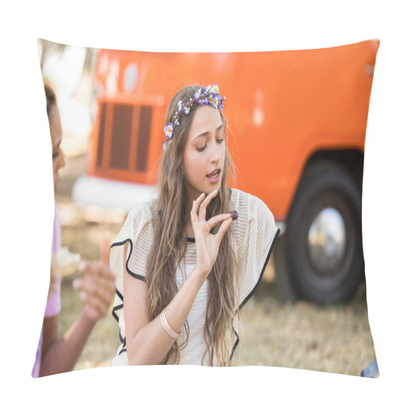 Personality  Female Friends Having Food Pillow Covers