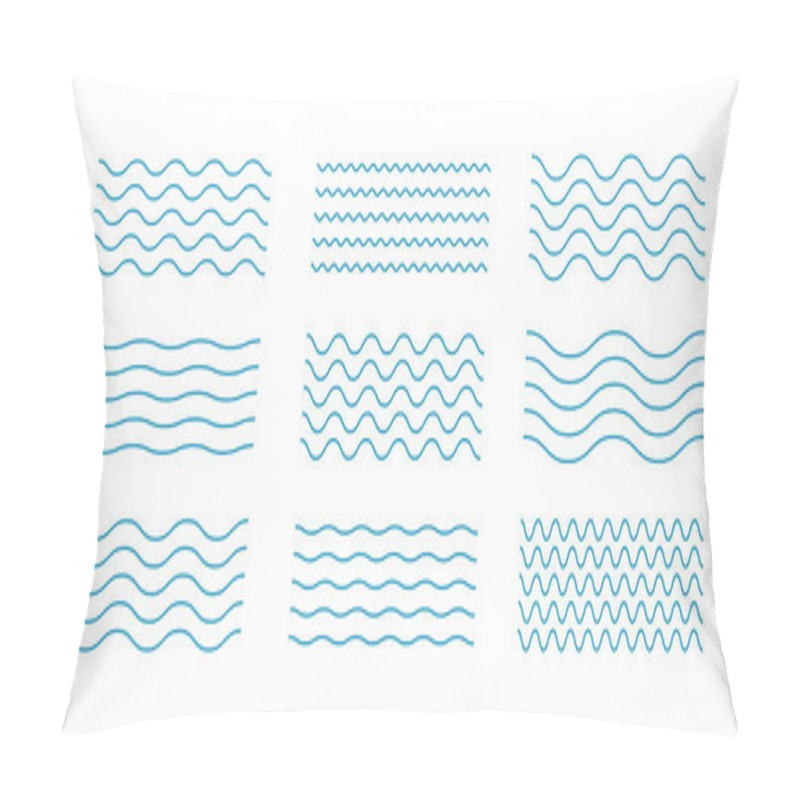 Personality  Waves Line Set Wave Ornament Pattern. Vector Zigzag And Wavy Horizontal Editable Underline Background. Water Pattern Border Design Element Vector Icon Set. Pillow Covers