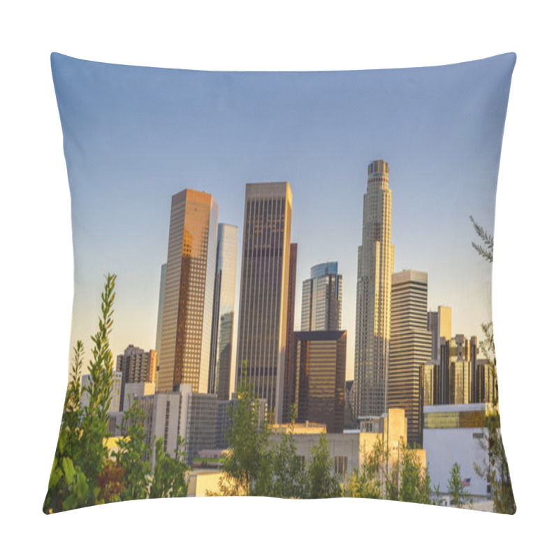 Personality  Los Angeles, California, USA Downtown Cityscape At Sunset Pillow Covers