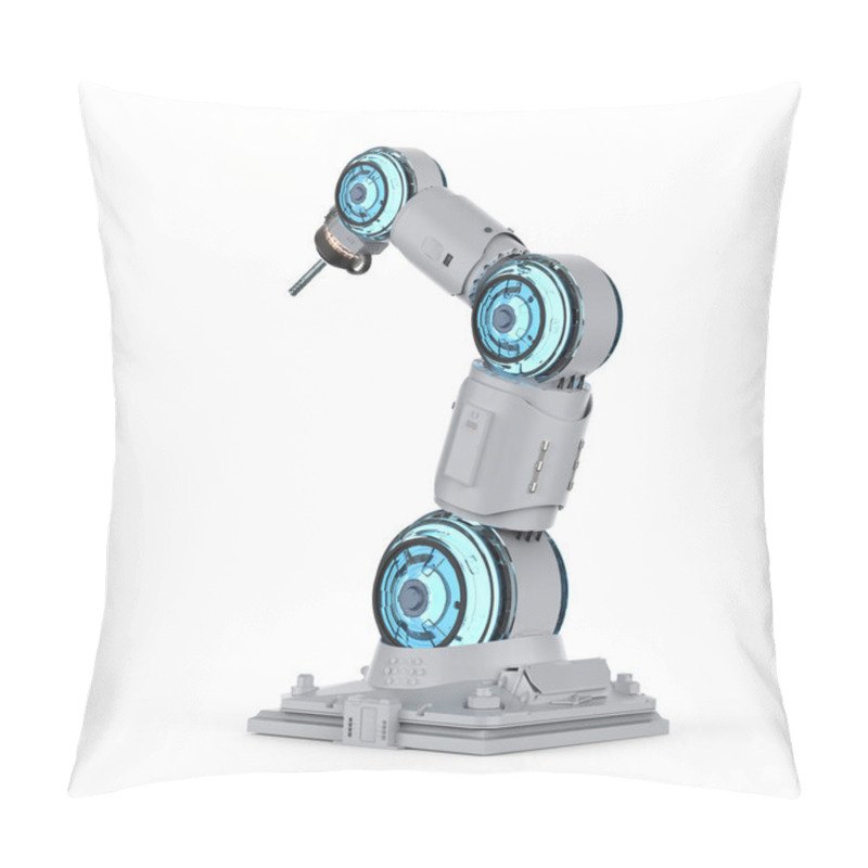 Personality  3d Rendering Welder Robotic Arm On White Background Pillow Covers