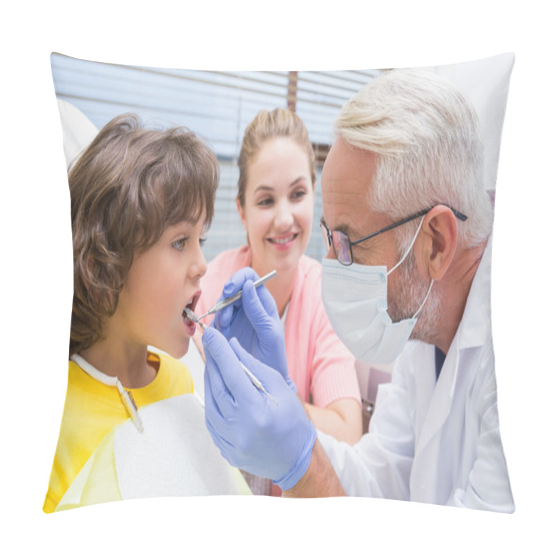 Personality  Dentist Examining Boys Teeth Pillow Covers