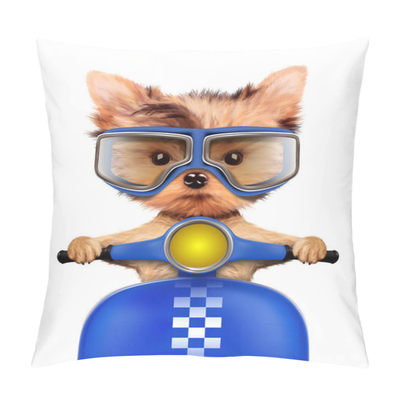 Personality  Adorable Puppy Sitting On A Motorbike Pillow Covers