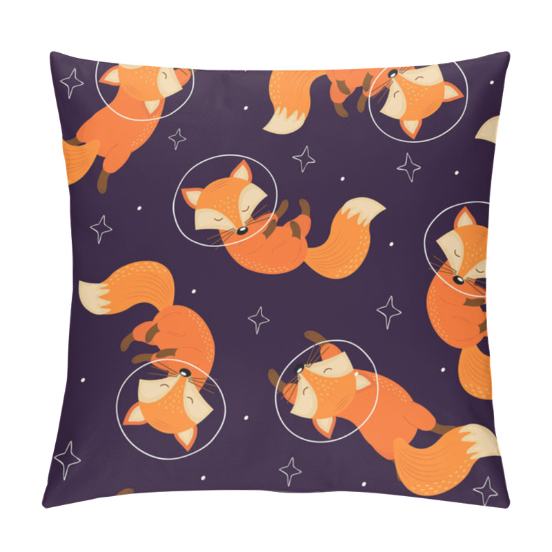 Personality  Seamless Pattern With Fox In Space - Vector Illustration, Eps Pillow Covers