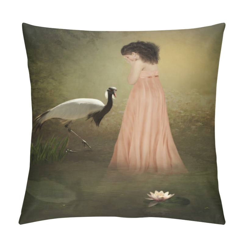 Personality  The Sad Girl And The Crane Pillow Covers