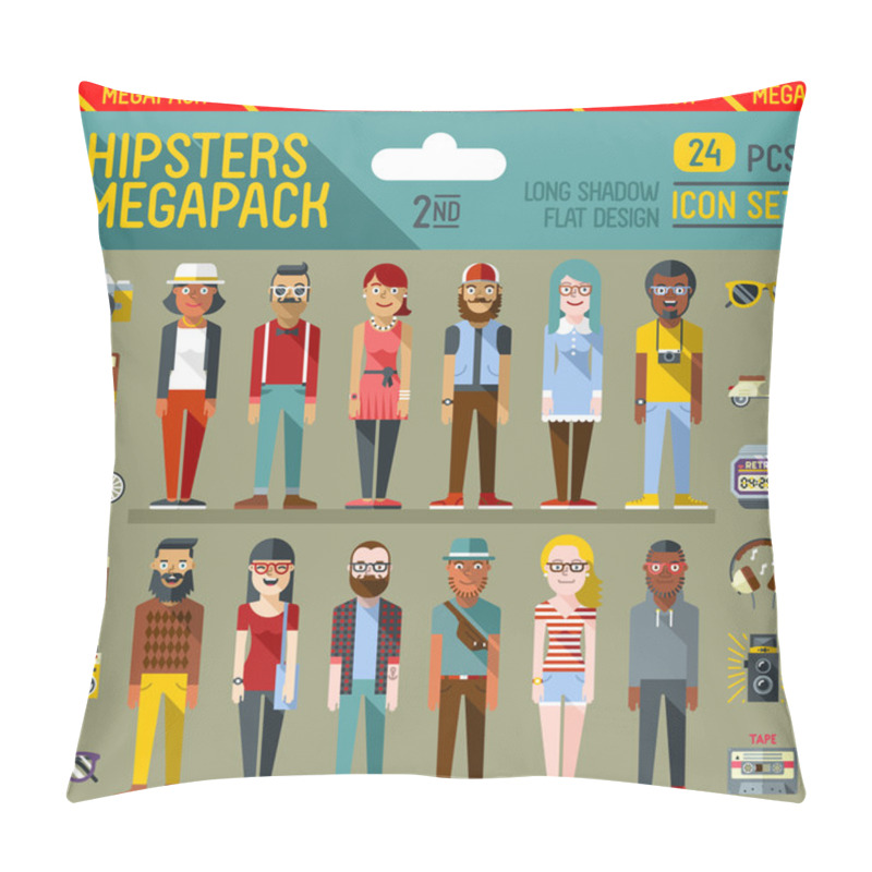 Personality  Hipsters Megapack Icons Pillow Covers