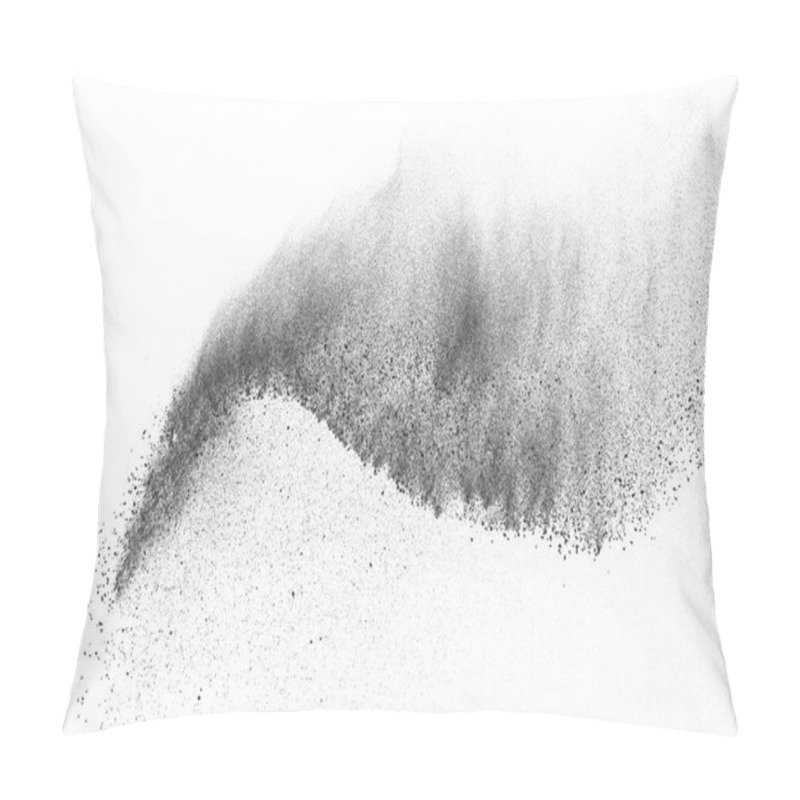 Personality  Black Particles Explosion Isolated On White Background.  Abstract Dust Overlay Texture. Pillow Covers